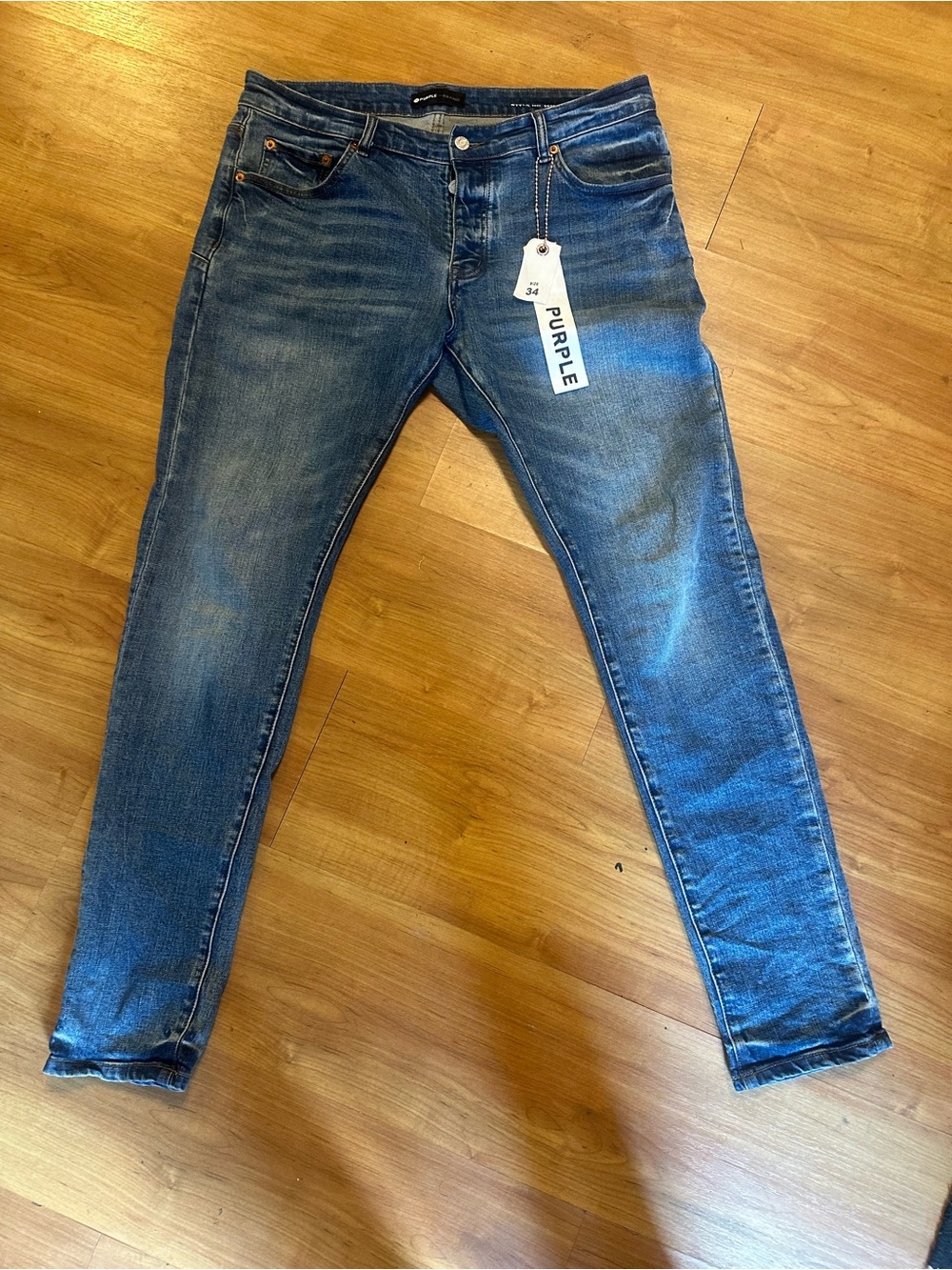 Purple Slim Fit Men's Blue Denim Joggers